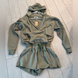 Natural Life Hooded Romper Sage Green